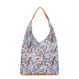 Sac fourre-tout à fleurs avec des poignées orange vif et des détails de bordure fins
