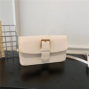 Women Minimalist PU Leather Small Square Shoulder Bag Vintage Solid Color Crossbody Purse With Gold Buckle Daily Handbag