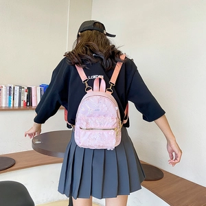 Rosa Pailletten Mini Rucksack für Mädchen mit 3D Blumenmuster und stilvollem Design