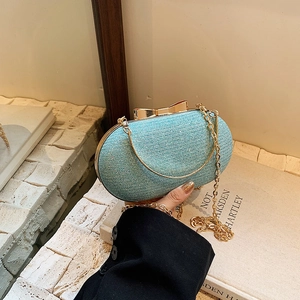 Elegant Glitter Evening Clutch Bag For Women Bow Knot Clasp PU Leather Crossbody Bag With Metal Ring Handle Chain Strap