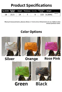 Detailed size chart and dimensions guide for crocodile texture crossbody handbag