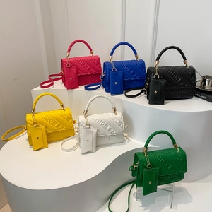 Fashion embossed PU leather handbag set in six colors with stylish shoulder straps