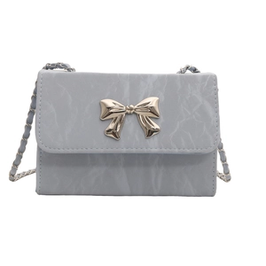 Elegant light blue marble-textured butterfly chain crossbody bag for women