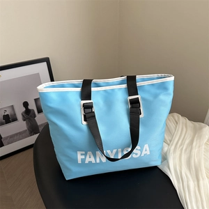 Women Large Capacity Oxford Cloth Tote Bag Letter Print Waterproof Shoulder Bag For Travel Gym Lightweight Casual Handbag