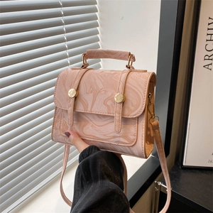 Vintage Marble Pattern Women PU Leather Crossbody Bag Fashion Gold Hardware Top Handle Square Satchel Satchel Bag Daily Use