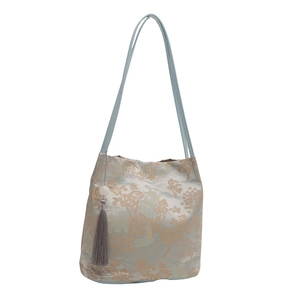 Elegante borsa a tracolla con ricami cinesi e nappa decorativa stile tradizionale
