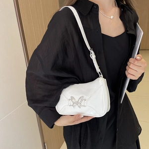 Borsa sottobraccio bianca con fibbia a farfalla argentata in stile trendy Y2K