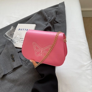 Sac Bandoulière Élégant en Cuir PU avec Broderie Papillon pour Femmes Chic Chaîne Bandoulière Sac à Main Carré