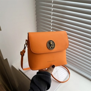 FANYISSA Vintage PU Leather Shoulder Bag For Women Fashion Solid Color Crossbody Underarm Square Bag With Metal Lock Clasp