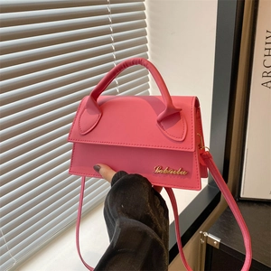 Borsa a Mano Quadrata in Pelle PU da Donna di Tendenza Moda Semplice Borsa a Tracolla Con Logo in Metallo per Pendolarismo