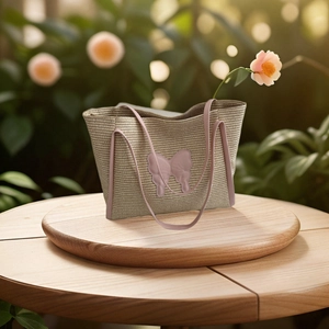 Large Capacity Women Straw Woven Tote Bag Butterfly Pattern Summer Beach Shoulder Bag Casual Commuter Travel Handbag