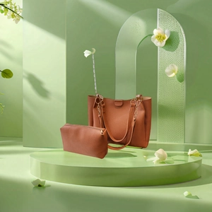 Borsa Tote Grande Minimalista in Nylon Grana Litchi e Pochette Donna Moda Pendolare Borsa a Tracolla con Tracolla a Catena in Metallo