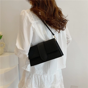 Sac à bandoulière noir minimaliste avec gaufrage triangulaire géométrique pour femmes