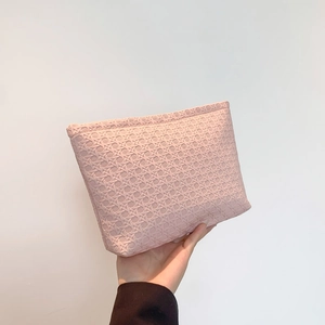 Women Minimalist Woven Pattern PU Leather Clutch Bag Large Capacity Envelope Makeup Storage Bag Fashion Underarm Bag