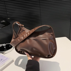 Women Minimalist Soft PU Leather Pleated Hobo Shoulder Bag Large Capacity Underarm Bag For Daily Casual Work Office Bag