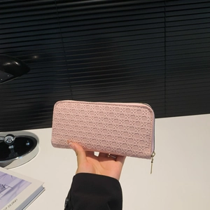 Women Fashion Woven PU Leather Long Zip Wallet Large Capacity Clutch Handbag Elegant Solid Color Multi Functional Purse