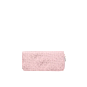Pink woven texture long wallet with gold zipper, large capacity minimalist clutch bag