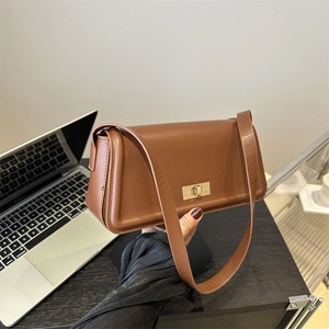 Borsa a Tracolla da Donna in Pelle PU Sotto l'Ascella Semplice Borsa Quadrata con Chiusura a Girello in Metallo Casual Retro Quotidiana