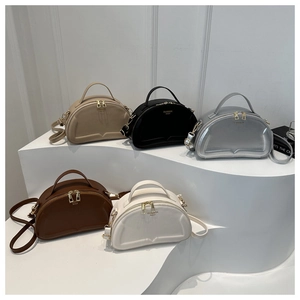 Five-color selection of quilted faux leather shoulder bags with elegant zipper details