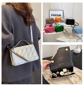 Detailed interior of quilted crossbody bag showing storage space for daily essentials