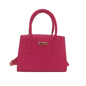 Sac à main rose fuchsia en similicuir à motif crocodile avec des finitions dorées chic