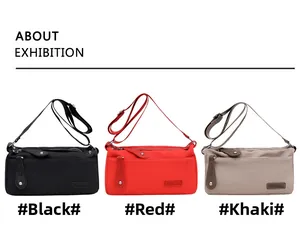 Detailed comparison of waterproof nylon crossbody bags in black, red and khaki colors