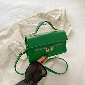Borsa a Tracolla Piccola Quadrata da Donna in Pelle PU Minimalista Vintage Borsa a Mano alla Moda con Doppia Cerniera e Decorazione Lucchetto Oro