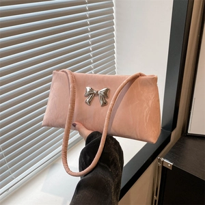 Sac à Épaule Sous le Bras Mode Femme Couleur Unie avec Nœud Cuir PU Plissé Grande Capacité Sac à Main Chic Casual