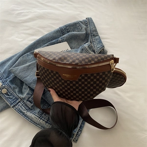 Sac à Épaule Imprimé Vieille Fleur Rétro pour Femmes Ensemble Deux Pièces en Cuir PU Sac Banane Mode Sac de Poitrine Avec Porte-Monnaie