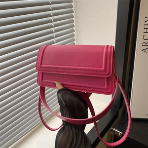 Petit Sac Carré en Cuir PU Minimaliste pour Femme Mode Sac à Épaule Bandoulière à Rabat Streetwear Main Simple Couleur Unie