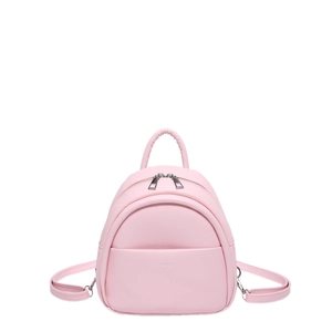 Mini sac à dos rose minimaliste en cuir PU mat avec logo zimai et double bretelle