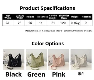 Tableau des tailles et couleurs pour grand sac cabas en PU avec dimensions détaillées