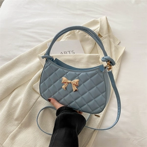 Sac à Main Femme Matelassé avec Nœud en Cuir PU Sac à Épaule en Treillis Mode Petit Sac Carré pour Quotidien et Fête