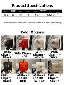 Size chart showing dimensions and PU material for the vintage fashion women's handbag