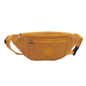 Sac banane en nylon jaune vif multicouche avec logo Sport et bandoulière réglable