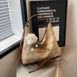 Borsa a Spalla Hobo da Donna in Denim Lavato Vintage Grande Capacità Borsa Tote da Pendolare Quotidiana Con Fiocco e Lacci Incrociati