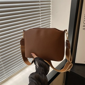 Large Capacity PU Leather Underarm Shoulder Bag For Women Retro Wide Strap Solid Color Design Urban Fashion Daily Casual Purse