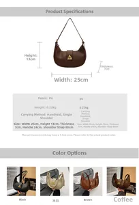 Spécifications de taille et tableau des matériaux pour le sac à bandoulière vintage en PU
