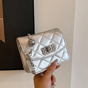 Fashion PU Leather Quilted Rhombic Shoulder Bag For Women Urban Minimalist Chain Crossbody Square Bag Trendy Daily Handbag