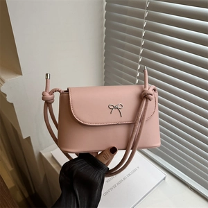 Women Fashion PU Leather Bow Crossbody Bag Stylish Solid Color Small Square Shoulder Bag For Daily Casual Elegant Messenger Bag
