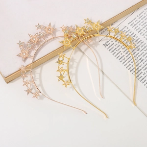Zinklegierung Stern Haarreifen mit Strass und Perlen in Gold und Roségold-Finish