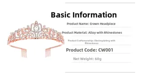 Detailed view of rose gold alloy bridal tiara with sparkling crystal rhinestones