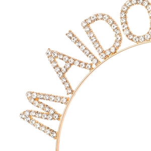 Rose gold bridesmaid headband with sparkling rhinestones featuring Bride of Honour text