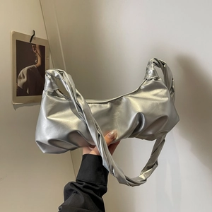 Sac à Épaule Nuage Plissé pour Femmes Cuir PU Minimaliste Sac Sous le Bras Bandoulière Torsadée Chic Hobo à Main