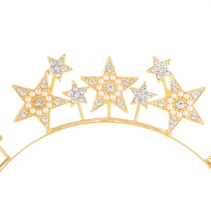 Goldenes Stern-Stirnband aus Zinklegierung mit Strass und Perlen für festliche Anlässe