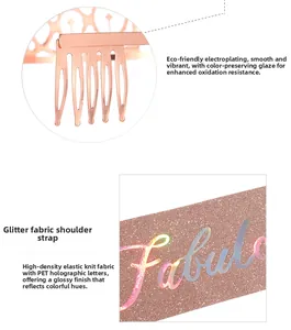 Détails de la couronne d'anniversaire or rose et texture de l'écharpe pailletée