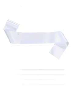 Detail specifications of white satin Bride To Be sash with gold foil and 160x9.5cm size