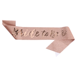 Rose Gold Glitter Bride To Be Sash Hot Stamping Satin Fabric With Diamond Pattern Bachelorette Party Wedding Decorations Women Sash