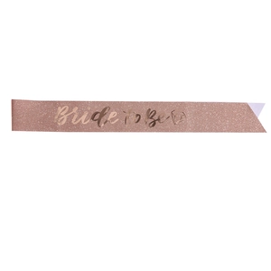 Rose gold glitter Bride to Be sash with diamond icon for wedding party decoration