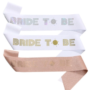 Detailed set of Bride To Be sashes in holographic, gold foil and rose gold glitter textures